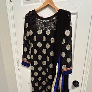 Indian suit salwar black red size S straight long
